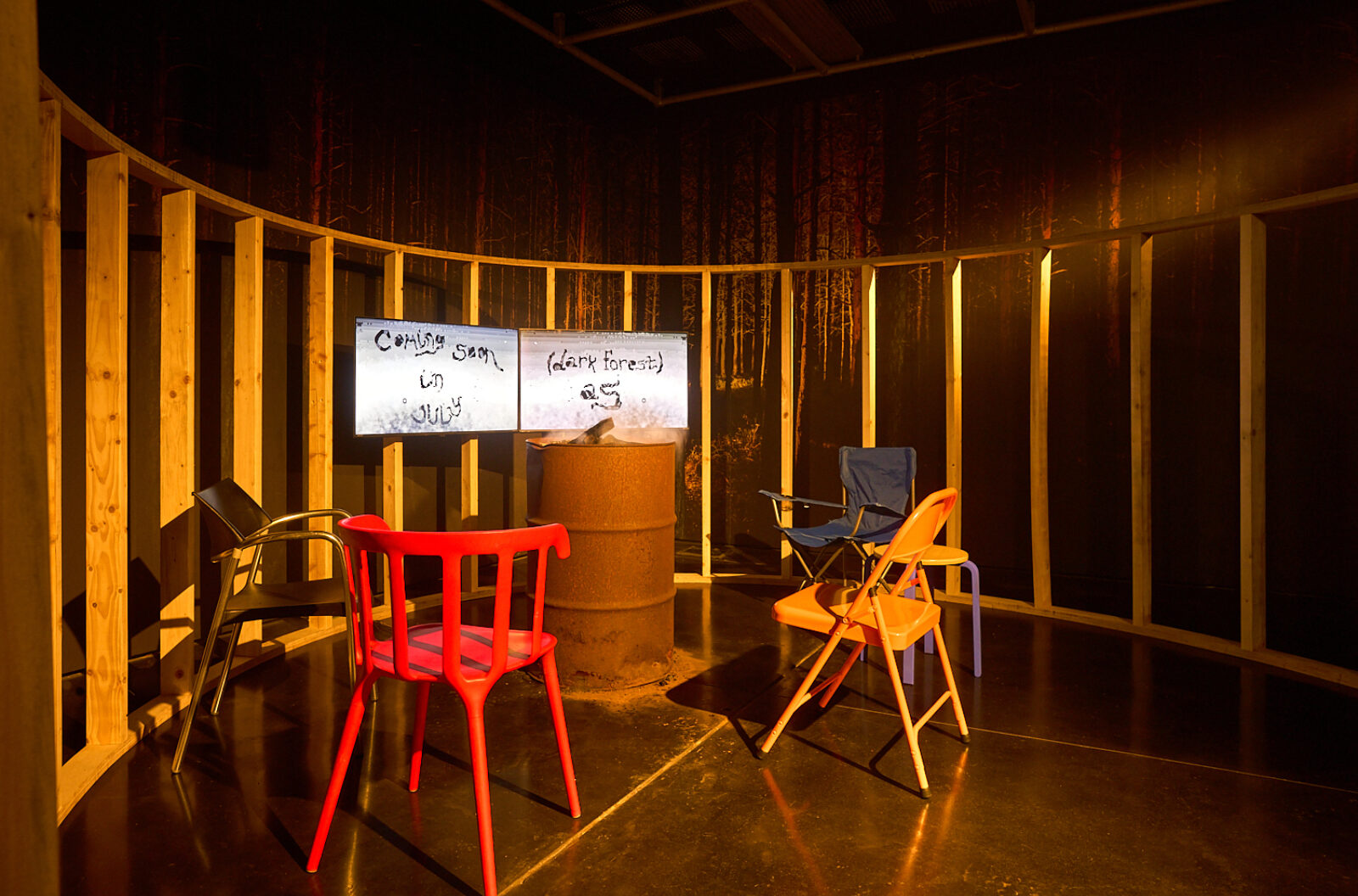 Sahjan Kooner, (darkforest) The Zone of Ghosts (2026). Installation view at FACT Liverpool. Photography by Rob Battersby