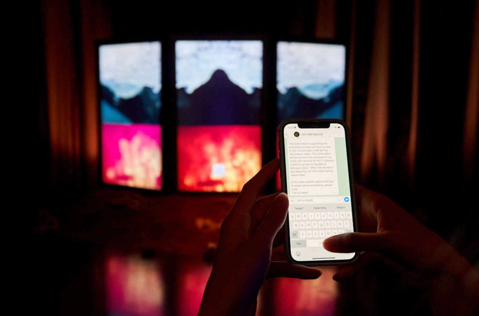 april forrest lin 林森, The Earthly Realm Is Out of Balance (2022). Installation view at FACT Liverpool. Photo by Rob Battersby