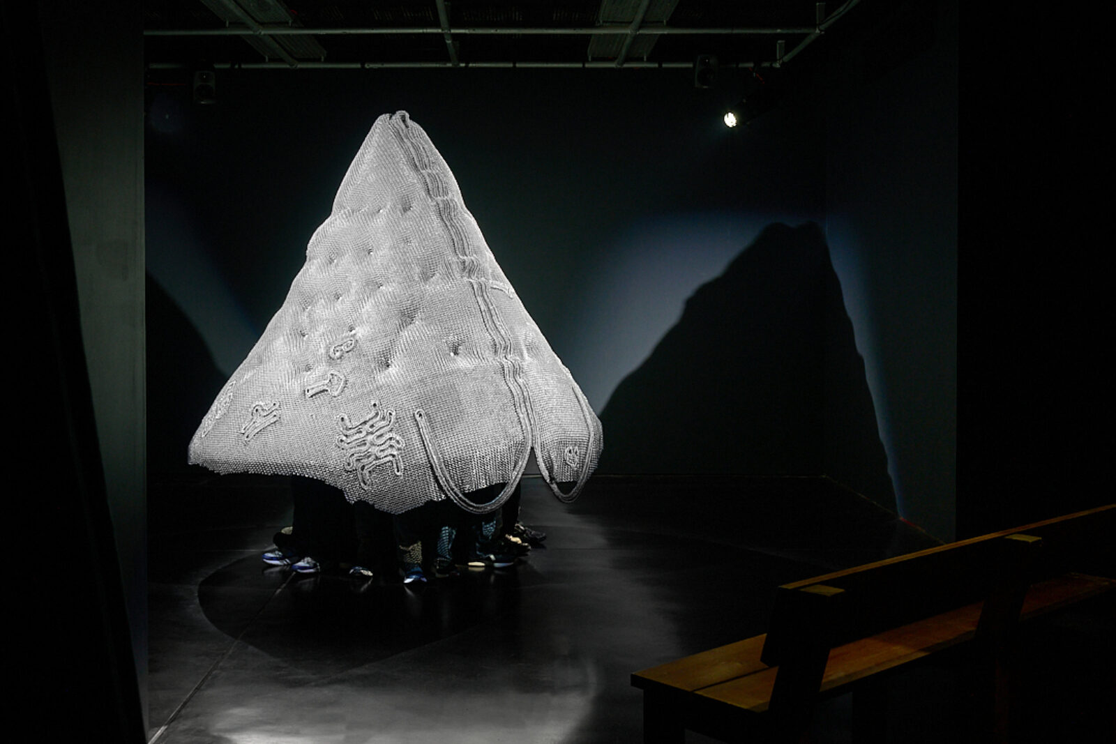 Amartey Golding, Chainmail 4: Silent Knight (2025). Installation view at FACT Liverpool. Photography by Rob Battersby