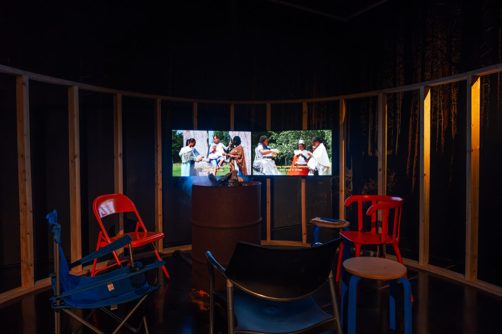 Sahjan Kooner, (darkforest) The Zone of Ghosts (2026). Installation view at FACT Liverpool. Photography by Kieran Irvine