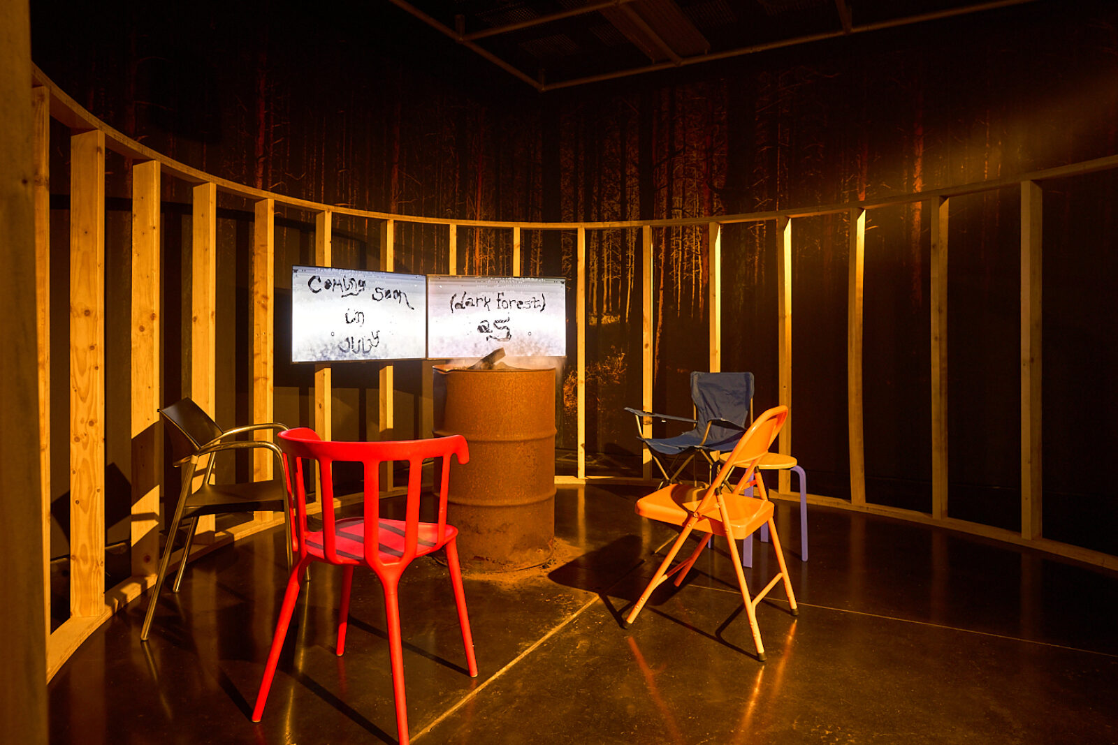 Sahjan Kooner, (darkforest) The Zone of Ghosts (2026). Installation view at FACT Liverpool. Photography by Rob Battersby