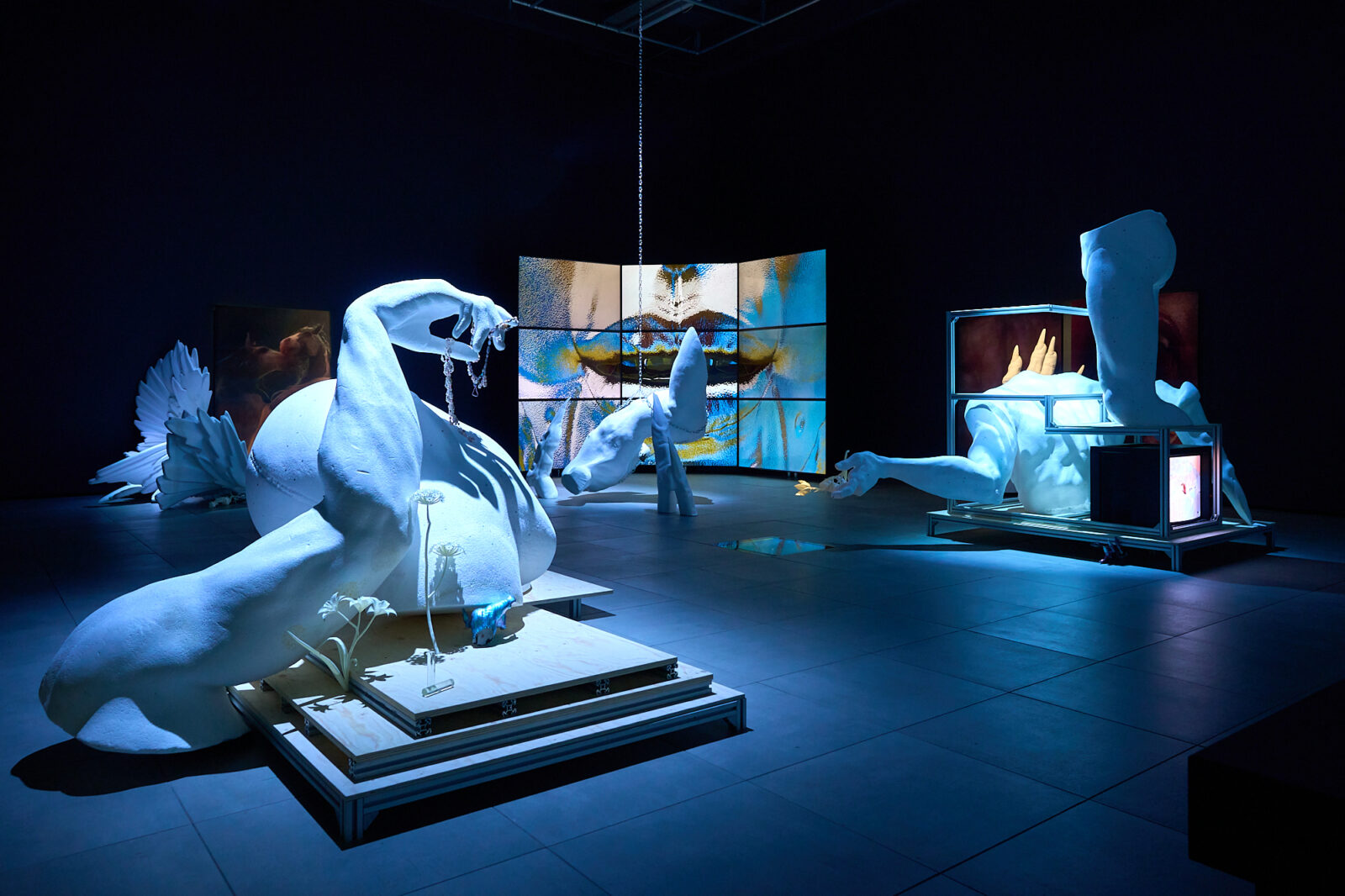 Bassam Issa Al-Sabah, THE MISSION IS THE END, THE END IS ALL I WANT! (2025). Installation view at FACT Liverpool. Photography by Rob Battersby.