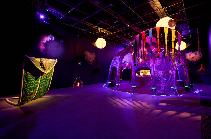 Rae-Yen Song 宋瑞渊, •~TUA~• 大眼 •~MAK~• (2026). Installation view at FACT Liverpool. Courtesy the artist. Photography by Rob Battersby.