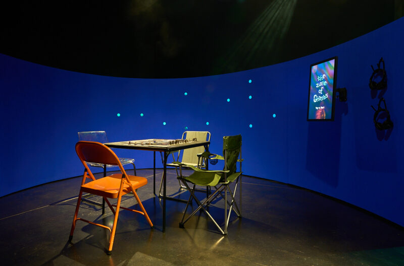 Sahjan Kooner, (darkforest) The Zone of Ghosts (2026). Installation view at FACT Liverpool. Photography by Rob Battersby